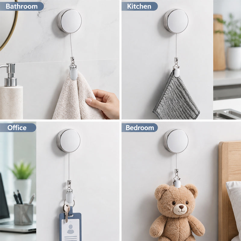 🛁 Retractable Adhesive Towel Clip — Keep Your Towels Handy & Off the Floor! ✨🧻