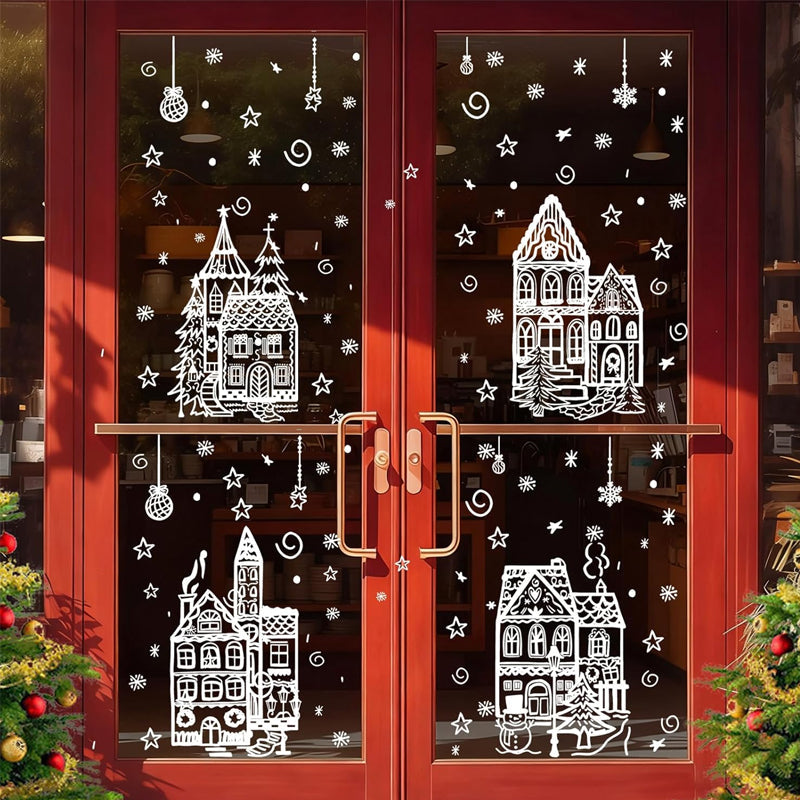 ❄️ Christmas Village Window Decals – A Touch of Holiday Magic for Bare Glass