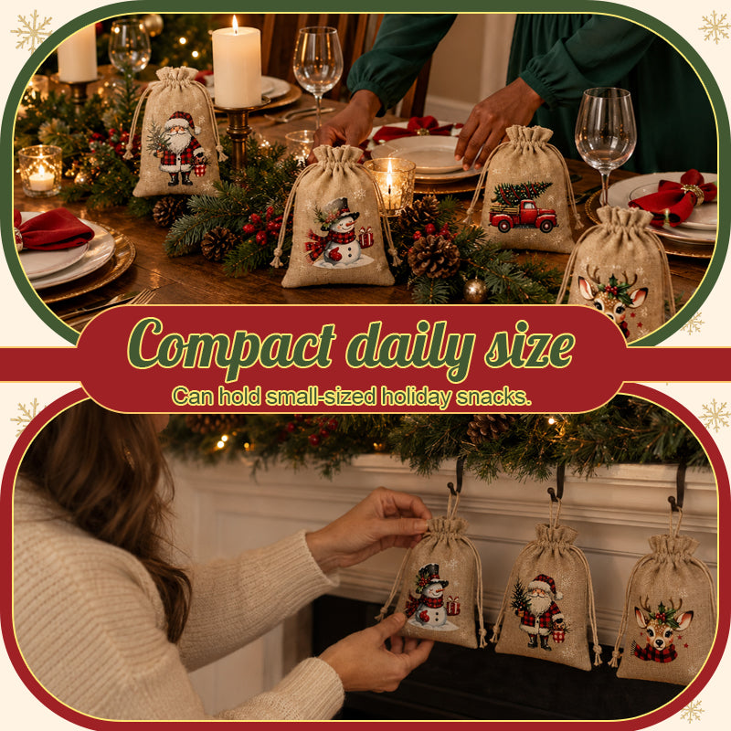 🎄pull, tie, and make every little gift feel more festive-Christmas Drawstring Gift Bags🎁
