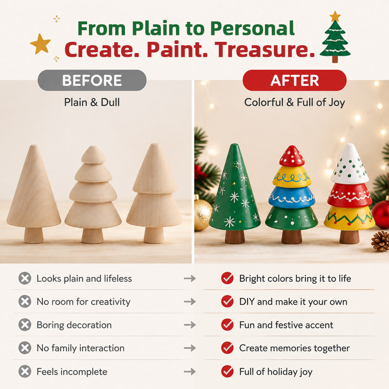 🎄🎨 DIY Wooden Christmas Tree Set — Color Your Christmas Your Way