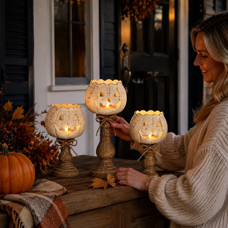 🎃🕯️Cute Halloween Pumpkin Candle Holder – Cozy Autumn Glow & Festive Charm! ✨