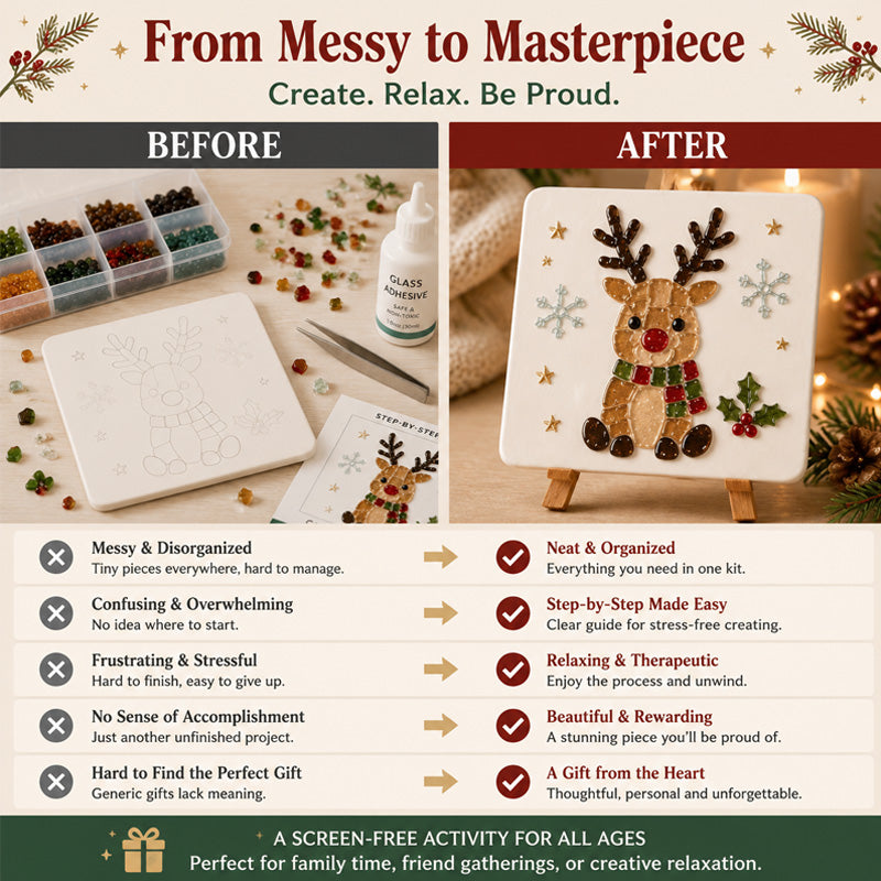 🎄DIY Winter Sea Glass Art Craft Kit – Festive Holiday Designs! ✨