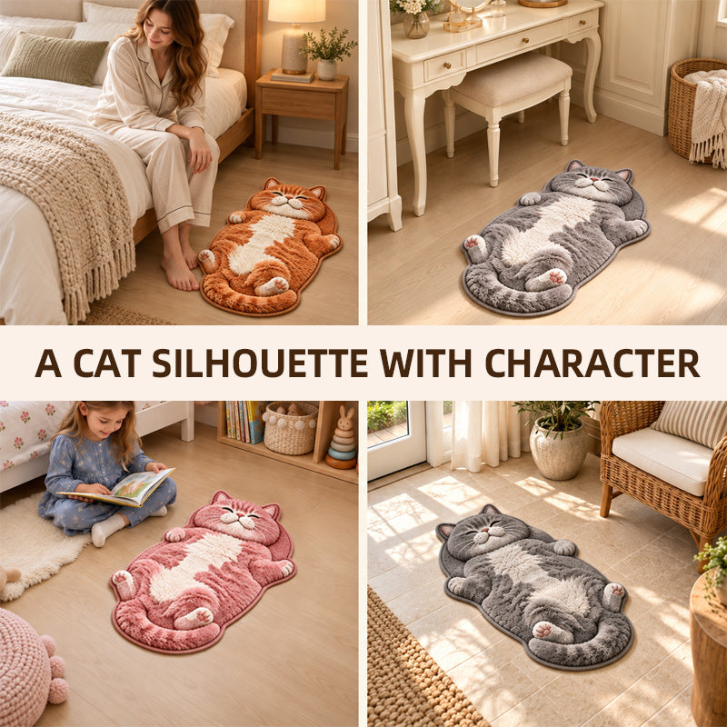 🐱 Cat-Shaped Absorbent Floor Mat – A Sleepy Cat Welcome for Your Doorway or Bedside