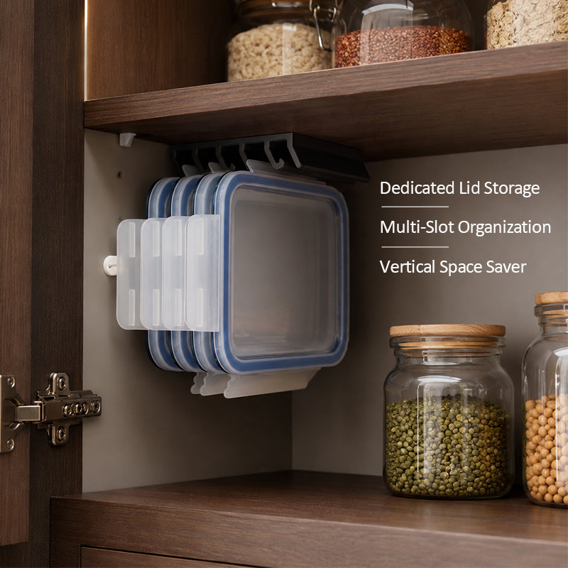 🧺📚 Food Container Lid Organiser Rack — stand them up, see them all