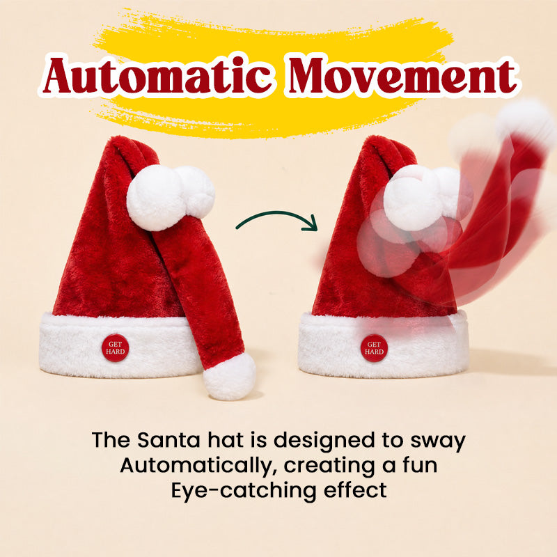 🎅😂 Funny Moving Santa Hat--press the button and watch it move