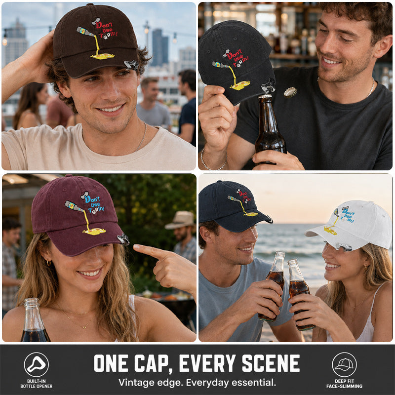 🧢 🍺Adjustable Outdoor Sun Hat-Built--In Bottle Opener Baseball Cap