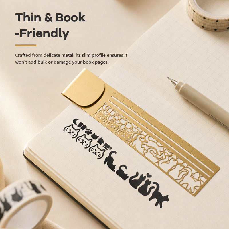 🐱 The Ultimate Elegant 2-in-1 Tool For Bookworms! ✨Cat Template Multi-functional Bookmark Ruler