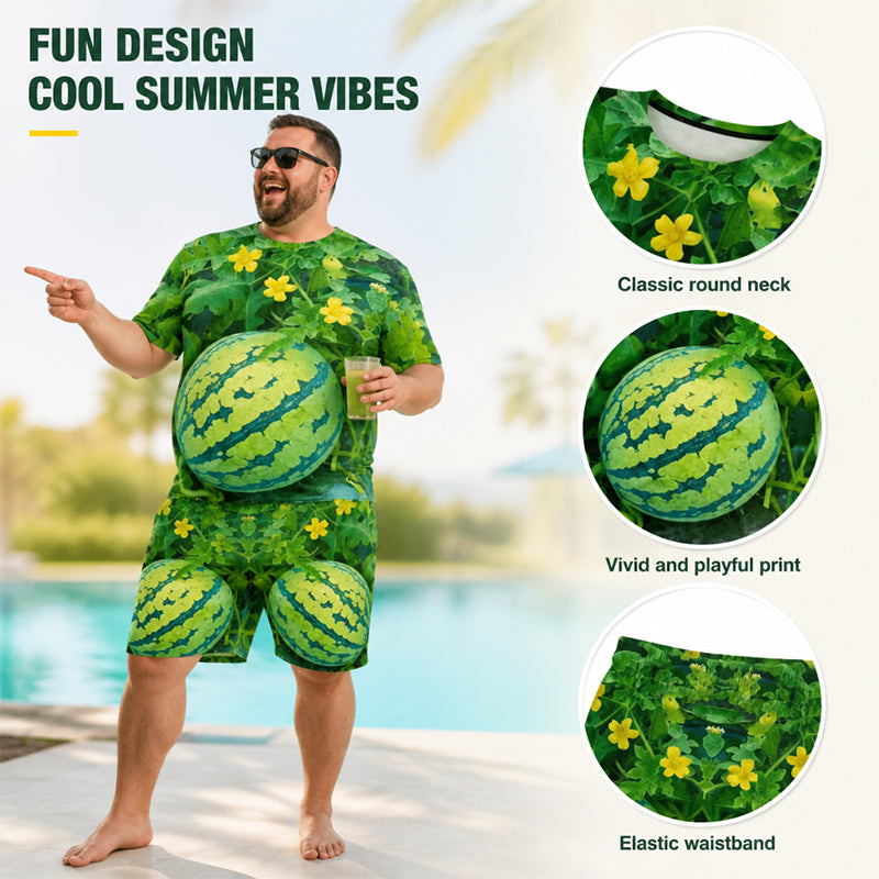 🍉🌿 Bold, Juicy & Full of Personality — Watermelon Print T-Shirt Set
