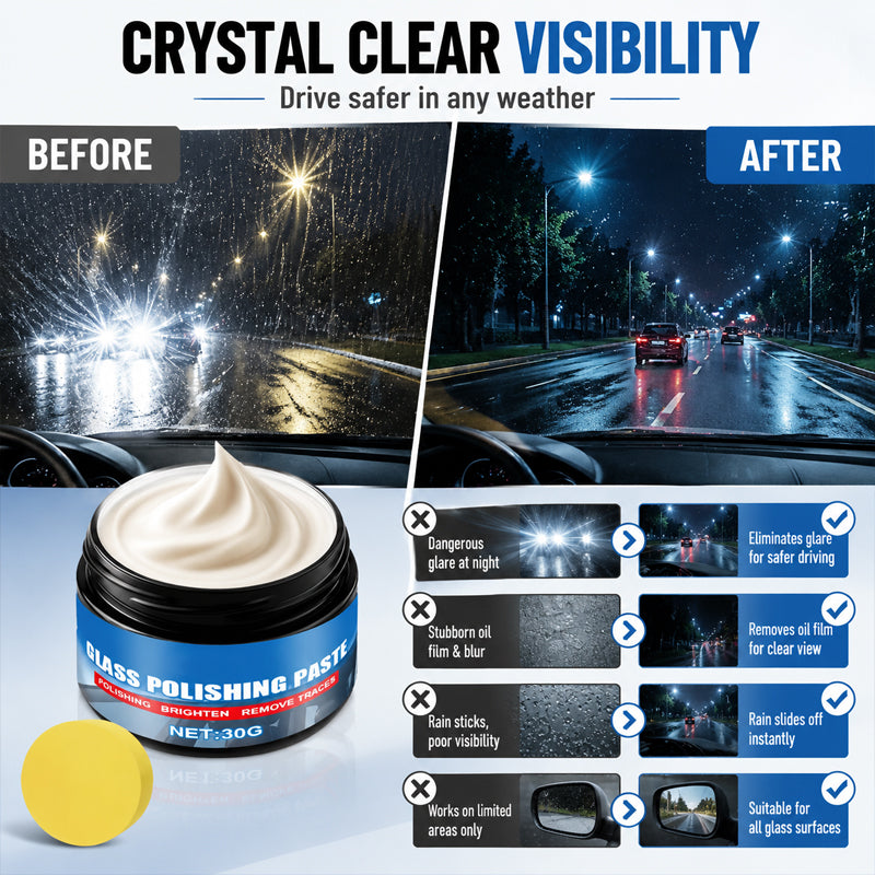 🚗💨 Clear Glass in Minutes — Oil Film Remover & Glass Polishing Paste