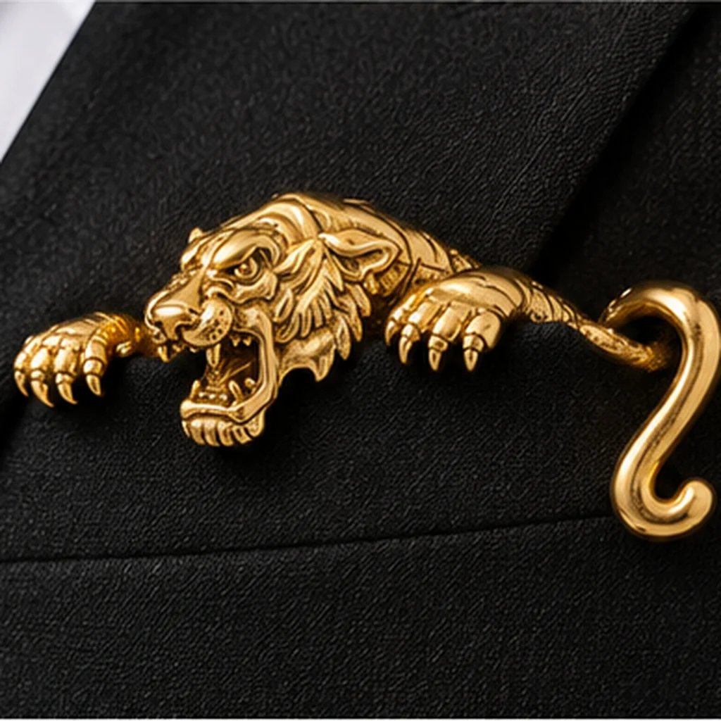 🐊✨ Sculptural Animal Metal Pocket Square