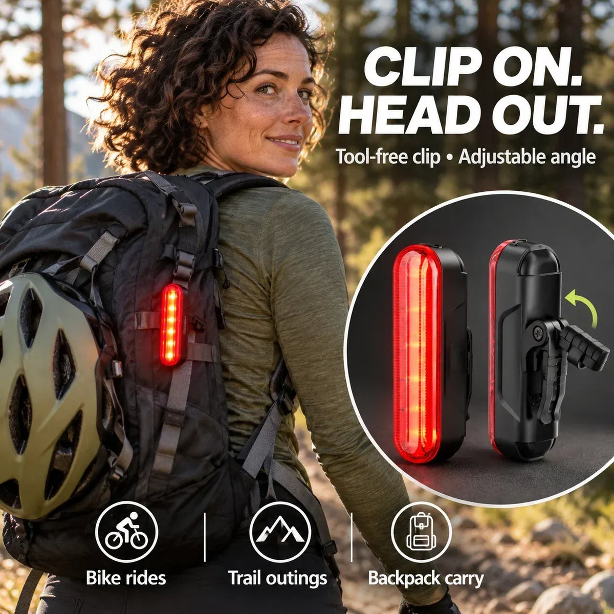 🚨 LED Bicycle Taillight with Smart Brake Sensing | Laser Safety Zone & 22H Battery Life (2 Mounts Included)
