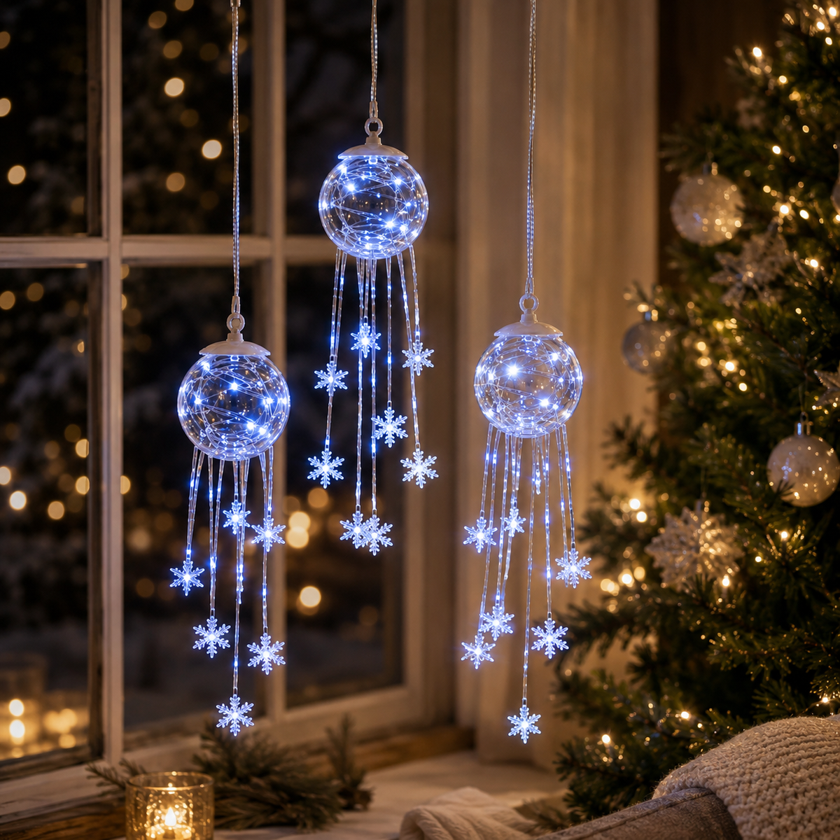 ❄️Winter Magic Snowflake Cascade – LED Hanging Christmas Ornament💎