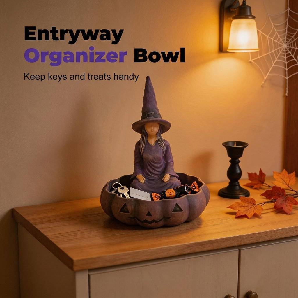 🧙 Witch Pumpkin Storage Tray - Resin Halloween decorations