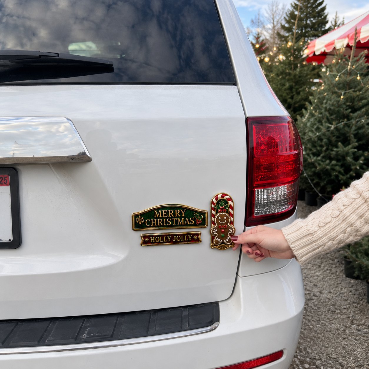 🔥 50K+ SOLD – 🎄Christmas Metal Car Emblem Set – Waterproof, 3D Alloy & Easy Stick! 🎅🚗✨
