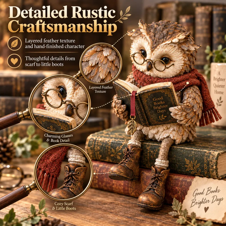 🦉📚 Reading Owl Figurine--a little friend for every quiet chapter