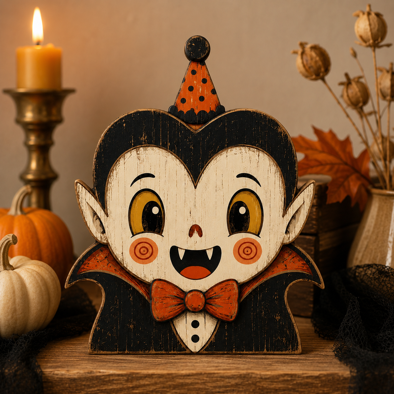 🎃 Vintage Wooden Halloween Figurines — Add Retro Nostalgic Charm to Your Tabletop! 🍂