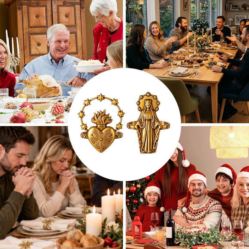 ✝️🕊️ Sacred Heart Religious Napkin Ring--a reverent finishing touch for every place setting