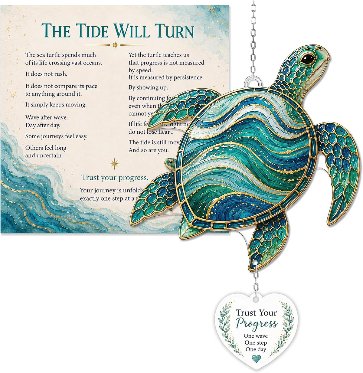 🌈 Inspirational Acrylic Faux Stained-Glass Suncatcher — Window Hanging Decor with Story Card & Gift Box