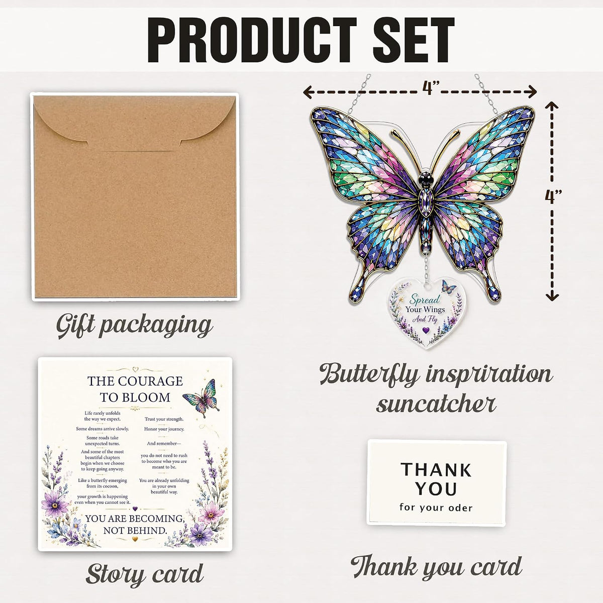 🌈 Inspirational Acrylic Faux Stained-Glass Suncatcher — Window Hanging Decor with Story Card & Gift Box