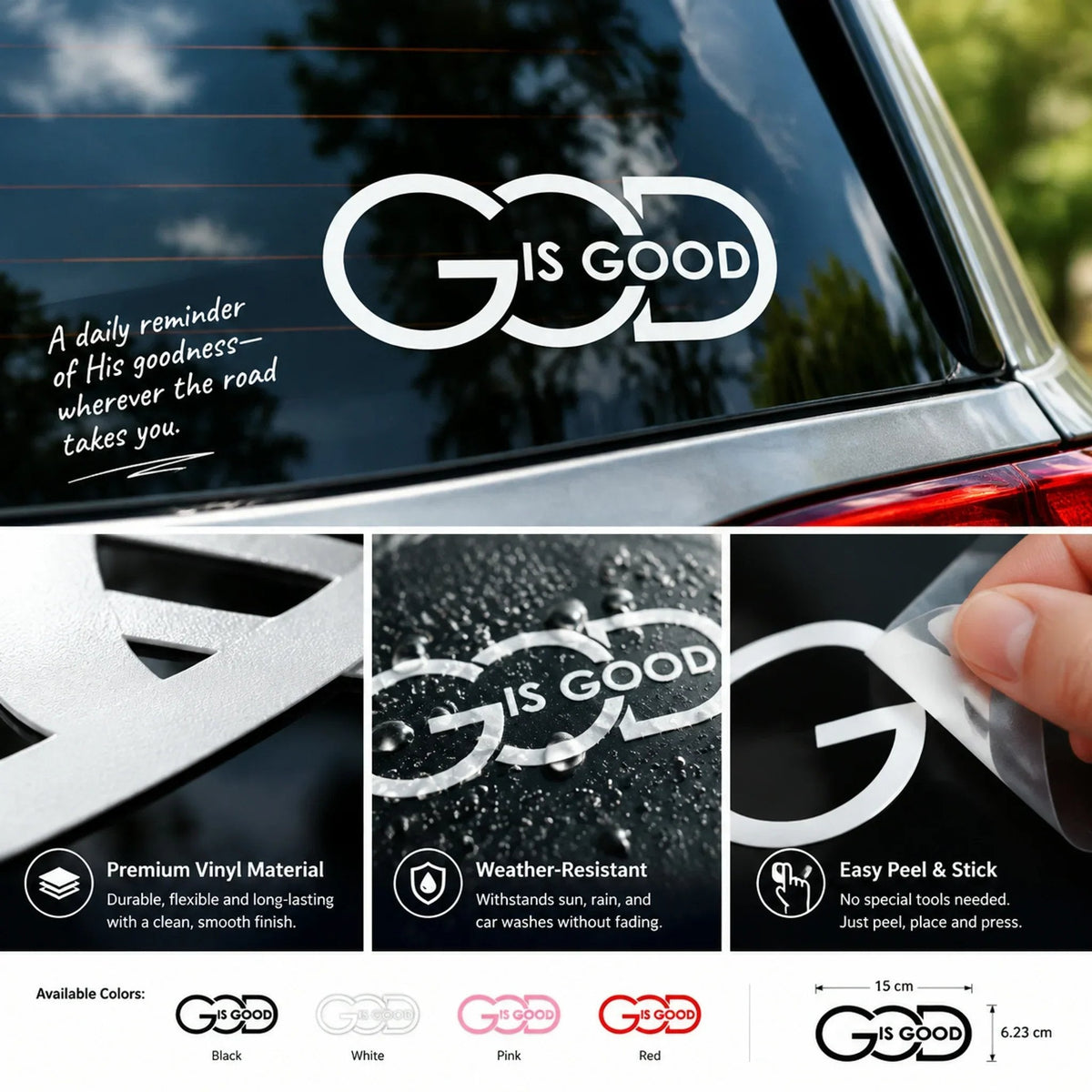 🙏 “God Is Good” Christian Car Decal – Four words. One truth🎁