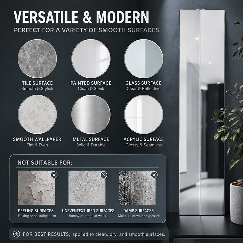 ✨ Long Strip Mirror Wall Stickers: Modern Peel-&-Stick Reflective Decor! 🪞