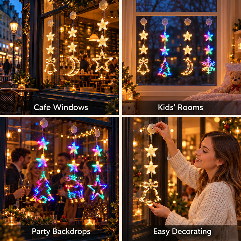 ✨❄️Christmas LED Suction Cup Window Lights – Cordless & Damage-Free Holiday Glow