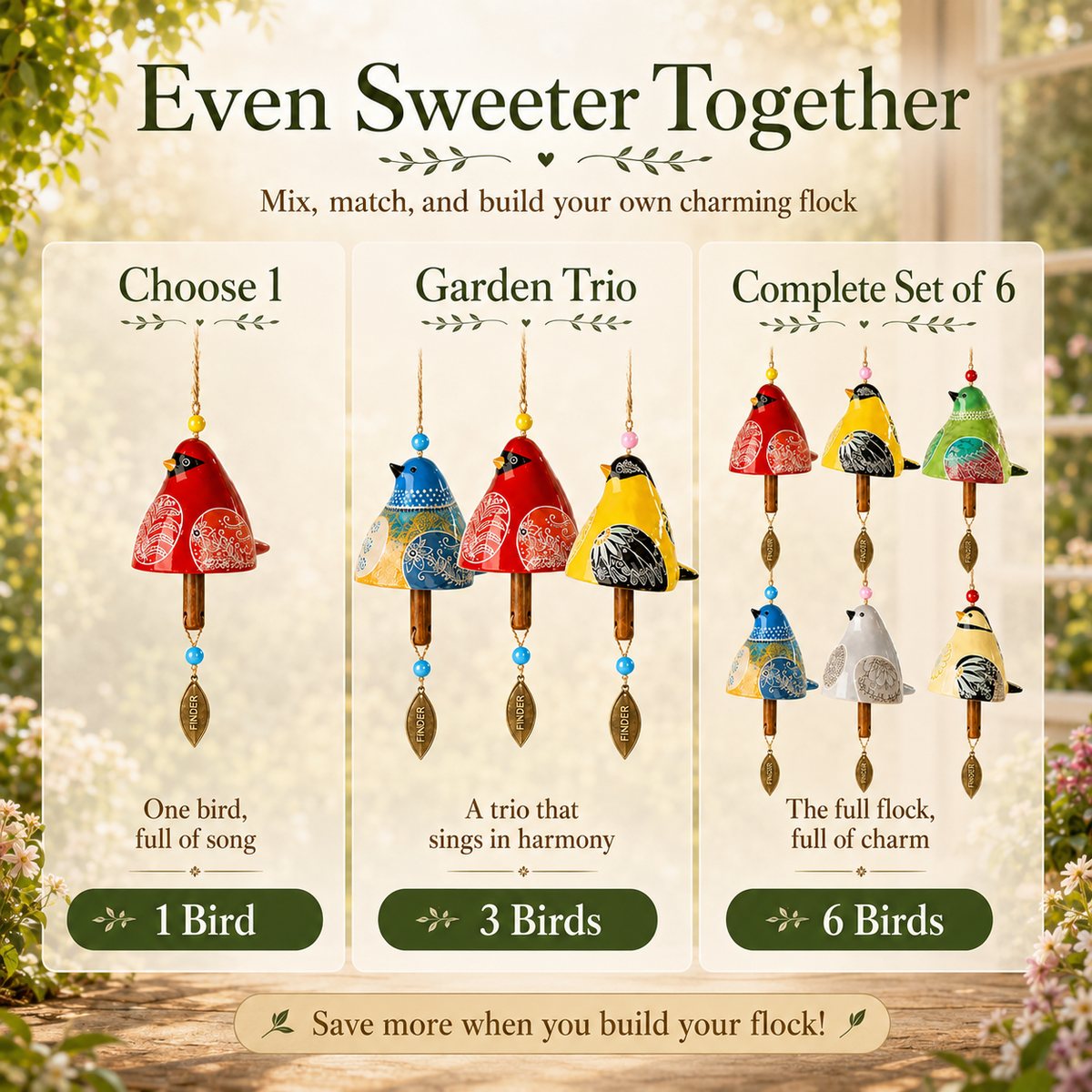 🐦🎨 Garden Songbird Wind Chime--a touch of colour and song for porch and garden