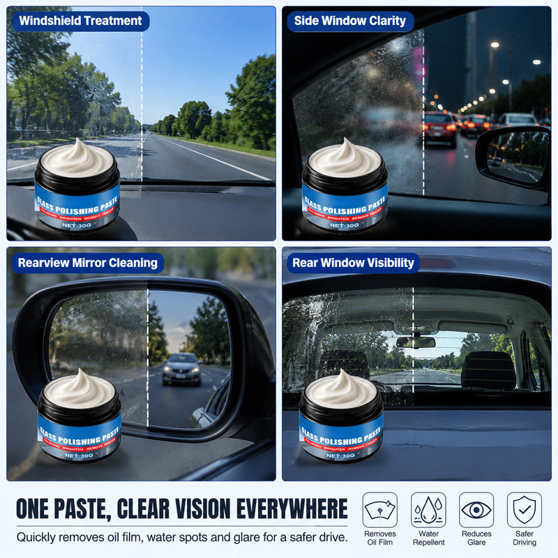 🚗💨 Clear Glass in Minutes — Oil Film Remover & Glass Polishing Paste