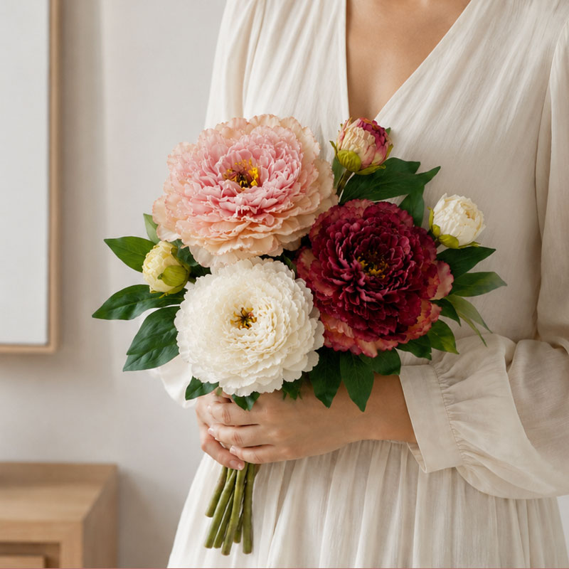 🌸 Artificial Peony Flowers Foil Edges - High-Quality Home Decor