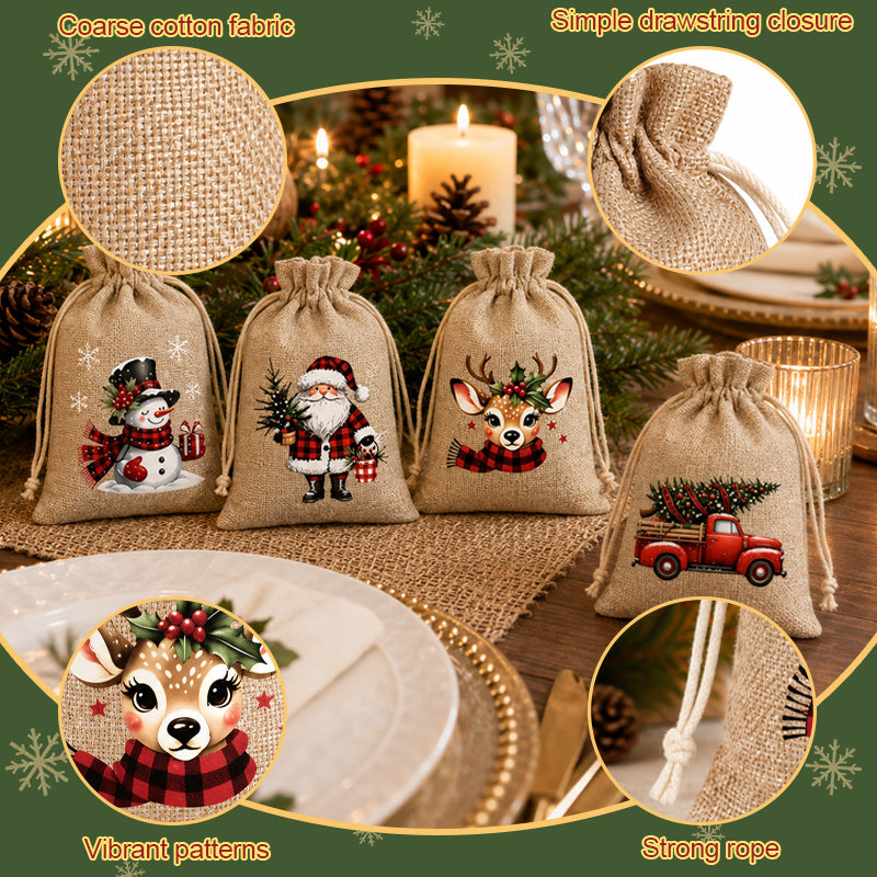 🎄pull, tie, and make every little gift feel more festive-Christmas Drawstring Gift Bags🎁
