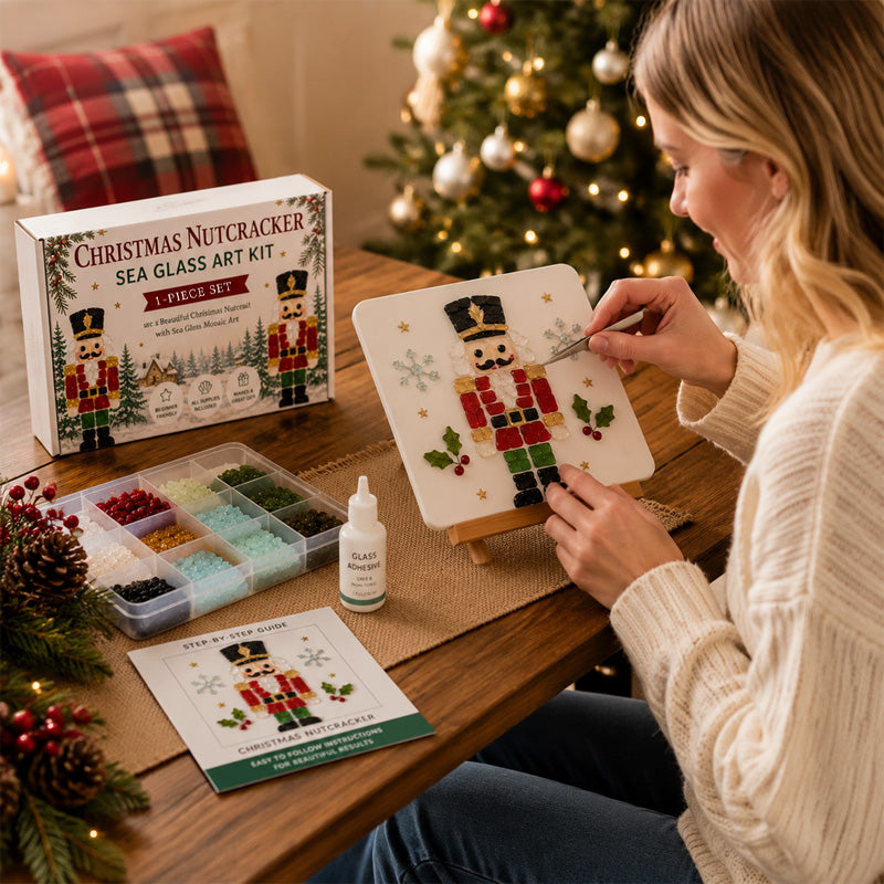 🎄DIY Winter Sea Glass Art Craft Kit – Festive Holiday Designs! ✨