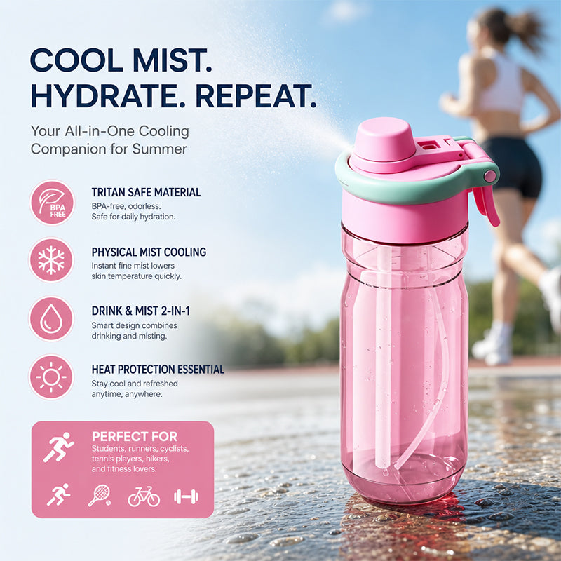 💦Drink. Mist. Repeat🥤2-in-1 Mist & Sip Sports Water Bottle