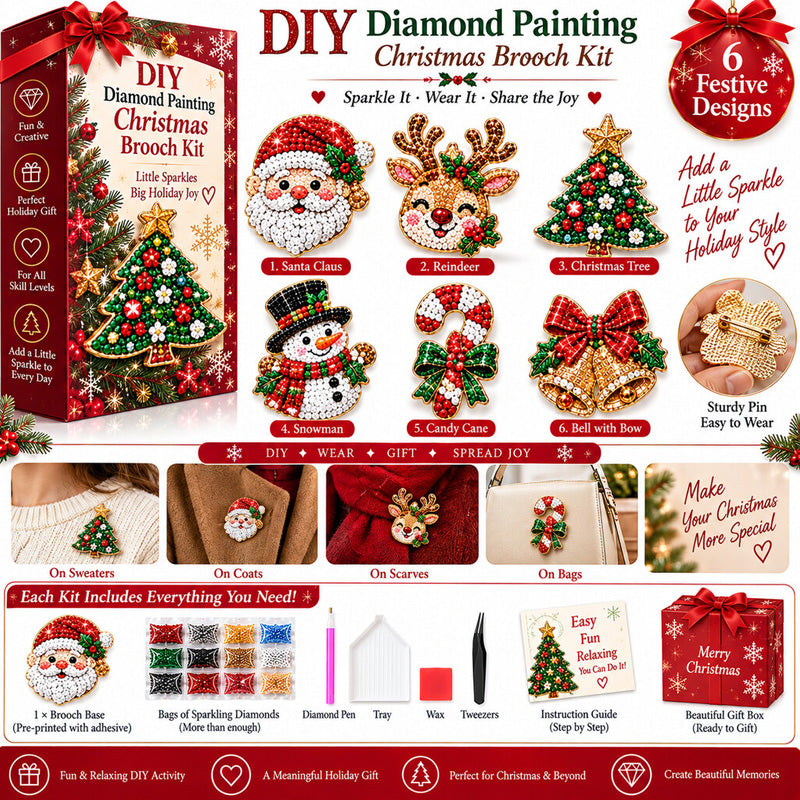 🎄💎 DIY Christmas Diamond Painting Brooch Kit--create your own sparkling holiday brooch