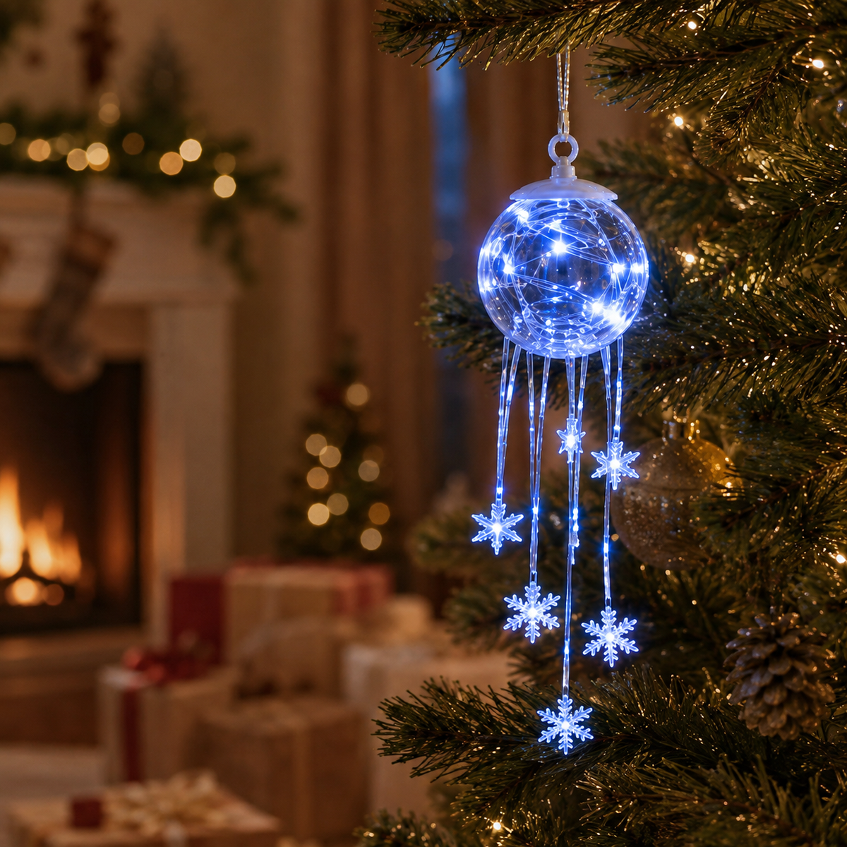 ❄️Winter Magic Snowflake Cascade – LED Hanging Christmas Ornament💎