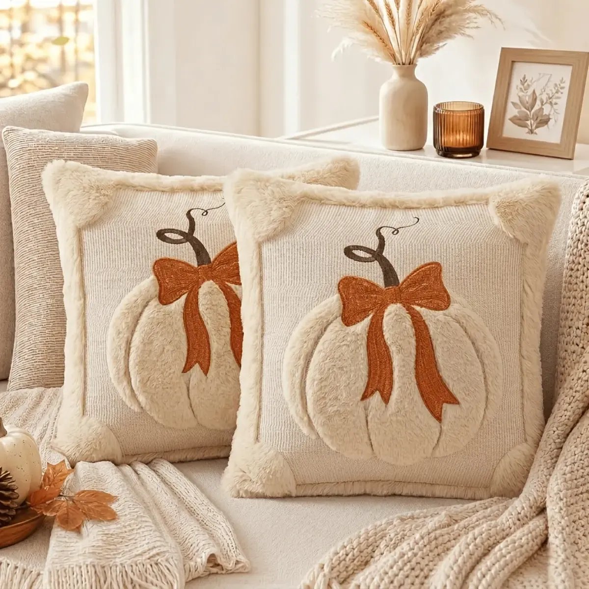 🎃3D Jacquard Pumpkin Pillow Covers – Instant Autumn Charm for Your Home! 🎃✨