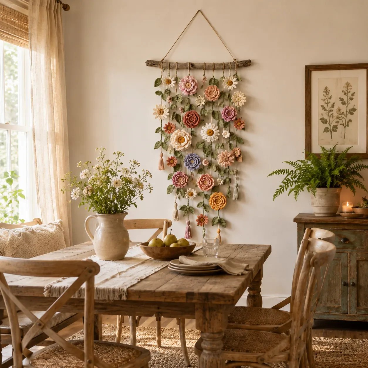 🌸Boho Crochet Flower Wall Hanging Decor✨