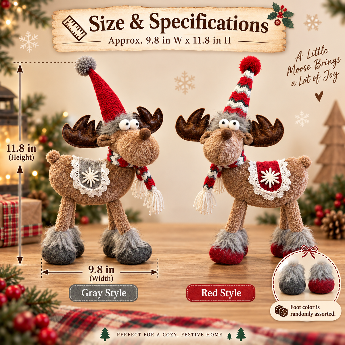 🦌🎄 Christmas Moose Figurines--a whimsical pair for cosy holiday décor