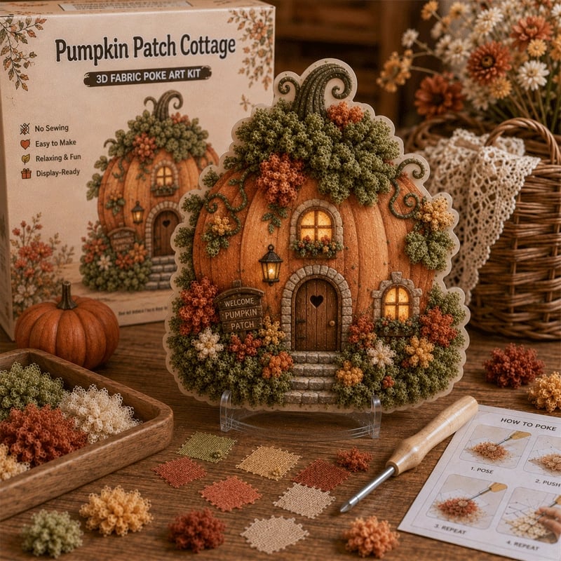 🏡Seamless 3D Textile Art Kit Fairy Village ✨