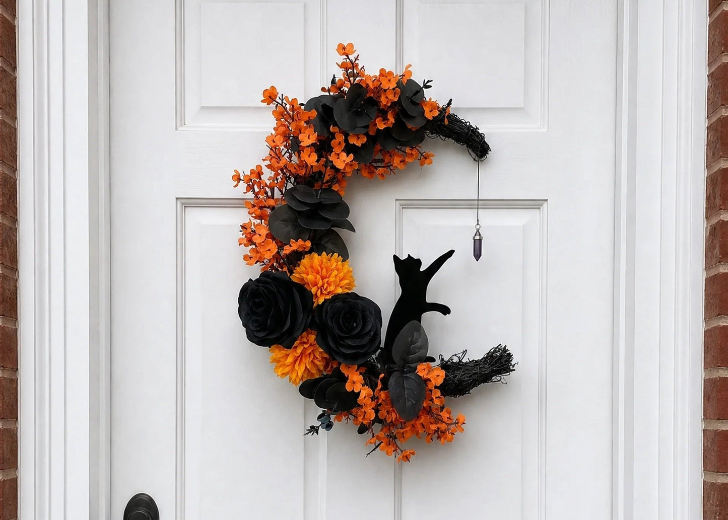 🐈⬛ Black Cat Halloween Wreath: Handcrafted Gothic Door & Autumn Decor! 🌙