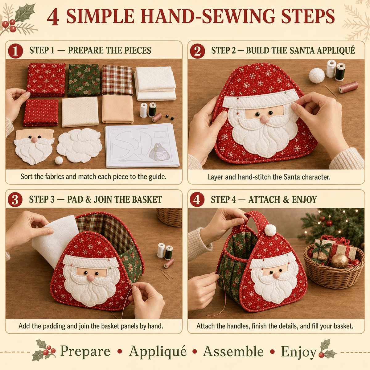 🎄 Christmas Quilted Carry Basket-Choose DIY Kit or Finished Basket for ultimate holiday cheer! ✨🧵
