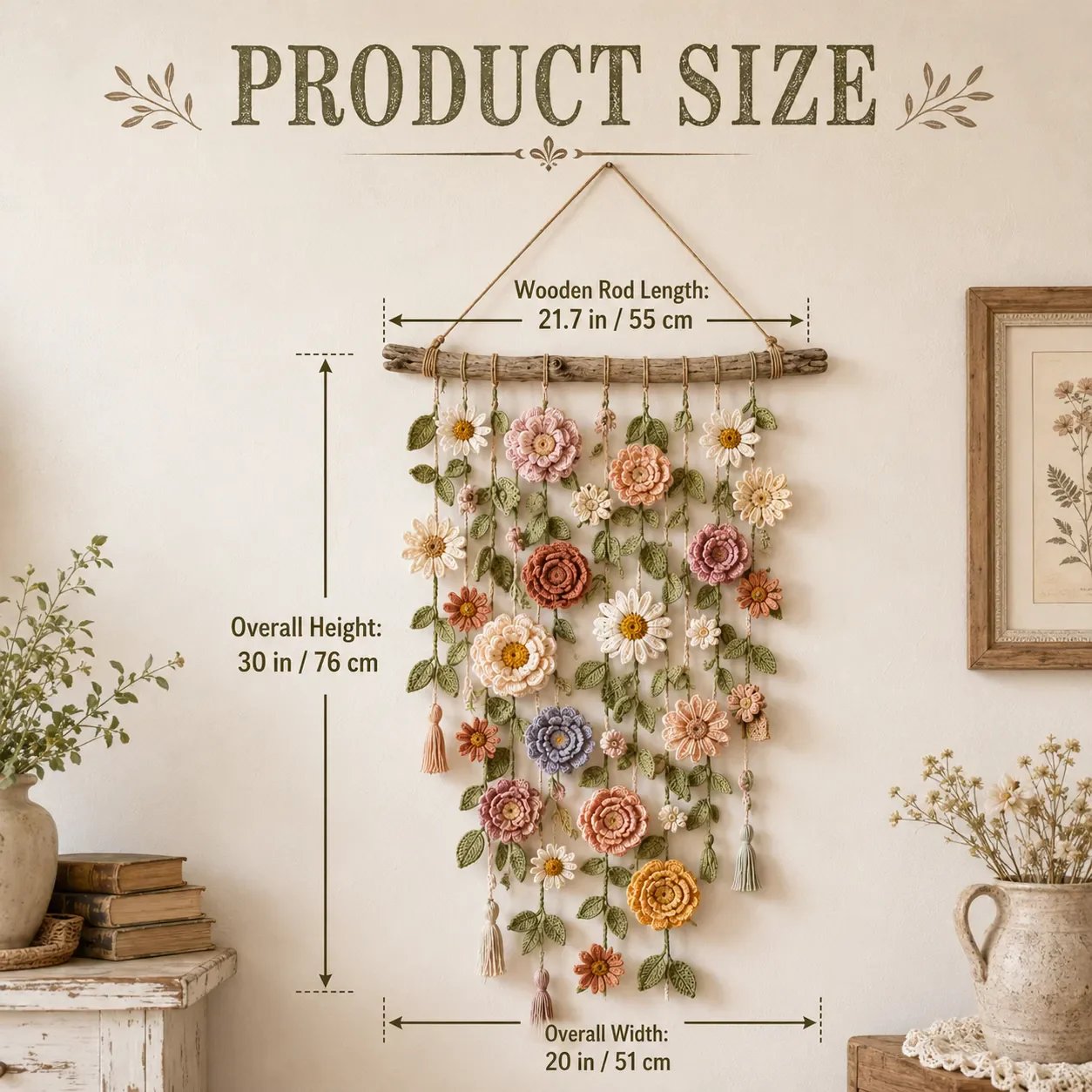 🌸Boho Crochet Flower Wall Hanging Decor✨