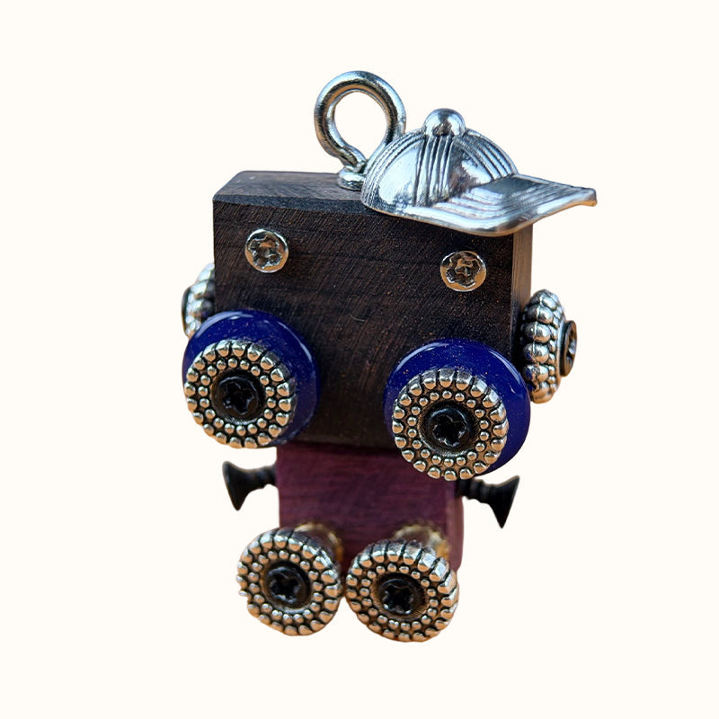 🤖 Handmade Original Cute Punk Robot Wooden Pendant