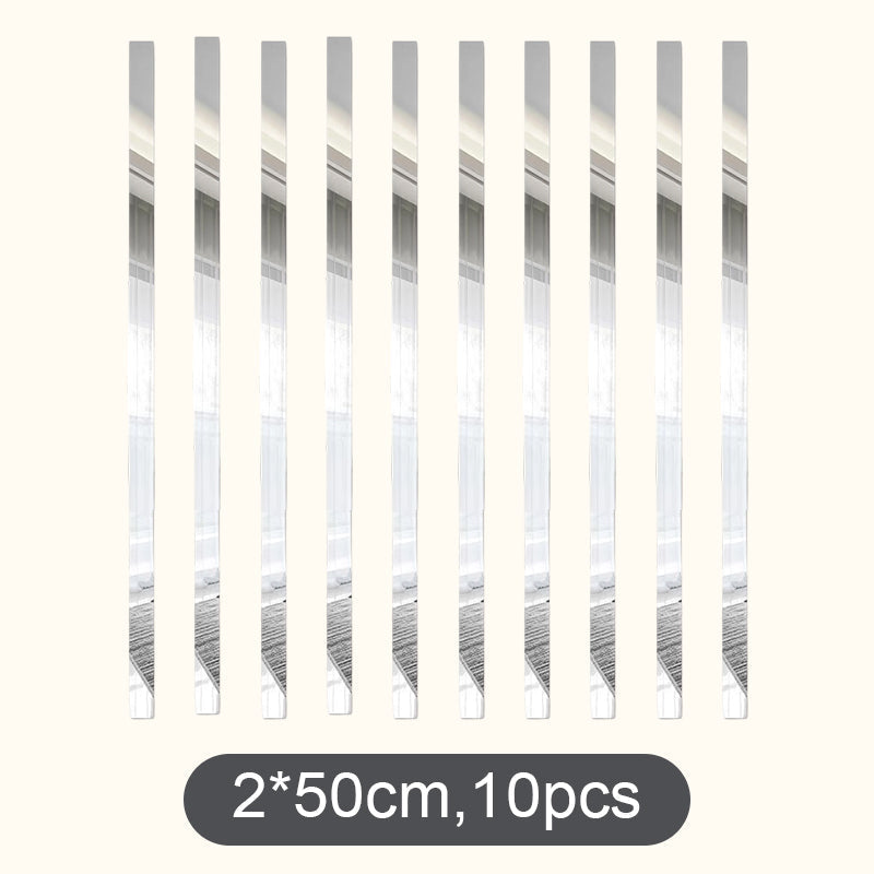✨ Long Strip Mirror Wall Stickers: Modern Peel-&-Stick Reflective Decor! 🪞