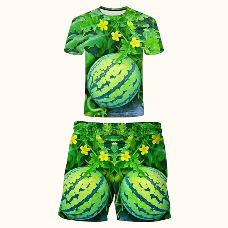 🍉🌿 Bold, Juicy & Full of Personality — Watermelon Print T-Shirt Set