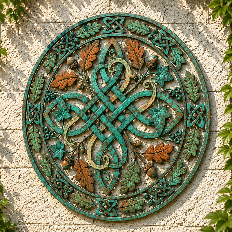 🍃🌿 Celtic Oak Knot Garden Wall Decor — a timeless symbol of heritage and nature for your outdoor space
