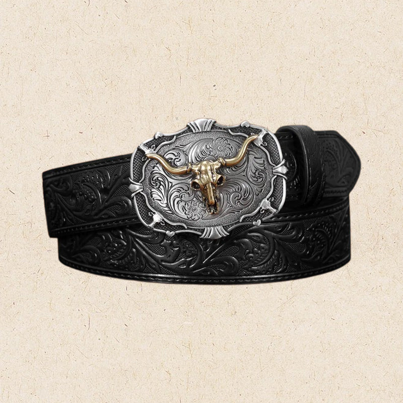 🤠🐂 Vintage Western Cowboy Bull Head Belt – a rugged statement piece for your everyday style