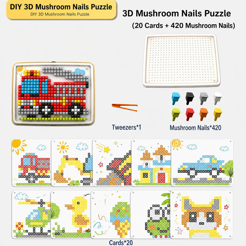 🧩 Colourful Mushroom Peg Puzzle – Screen-Free Creative Play for Little Hands