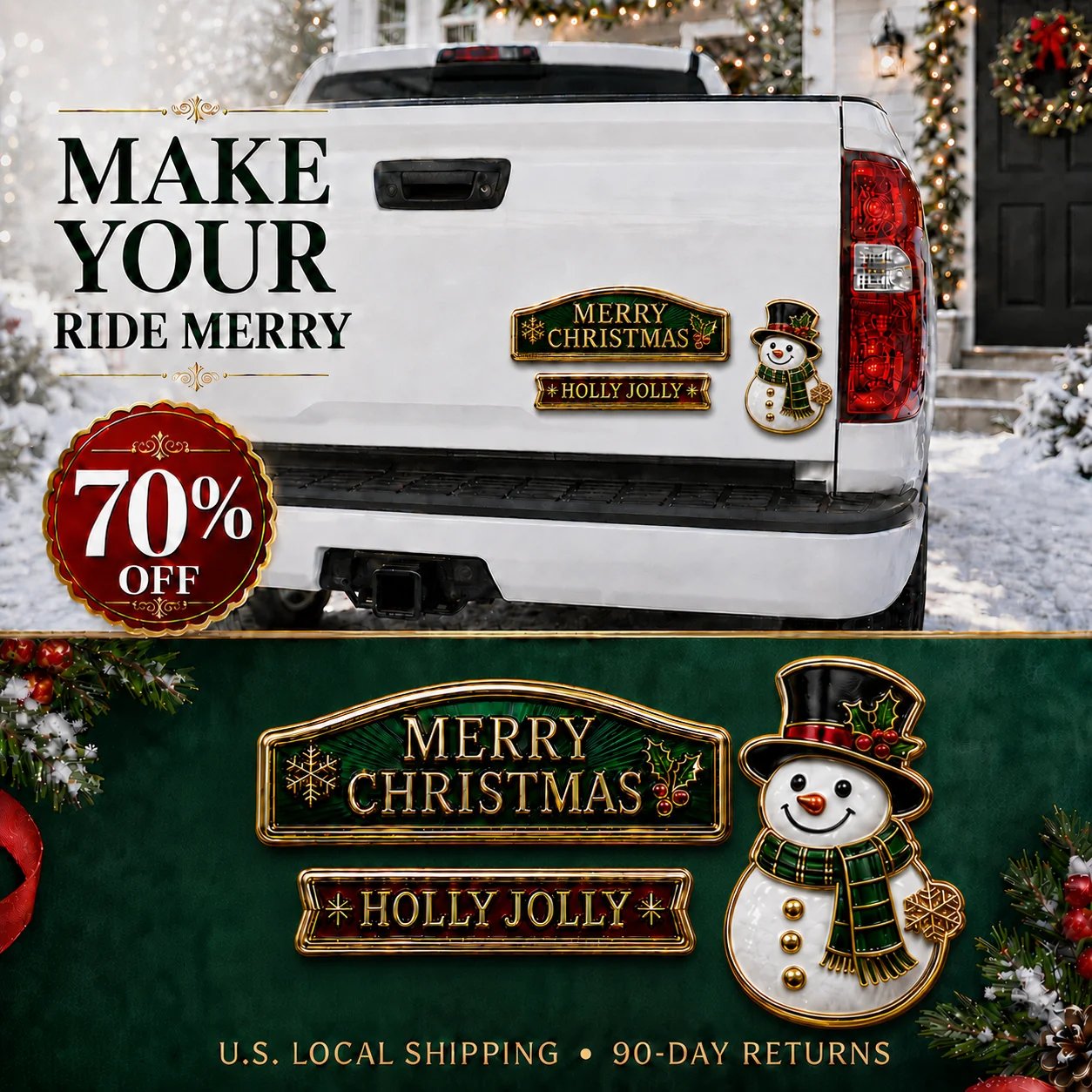 🔥 50K+ SOLD – 🎄Christmas Metal Car Emblem Set – Waterproof, 3D Alloy & Easy Stick! 🎅🚗✨