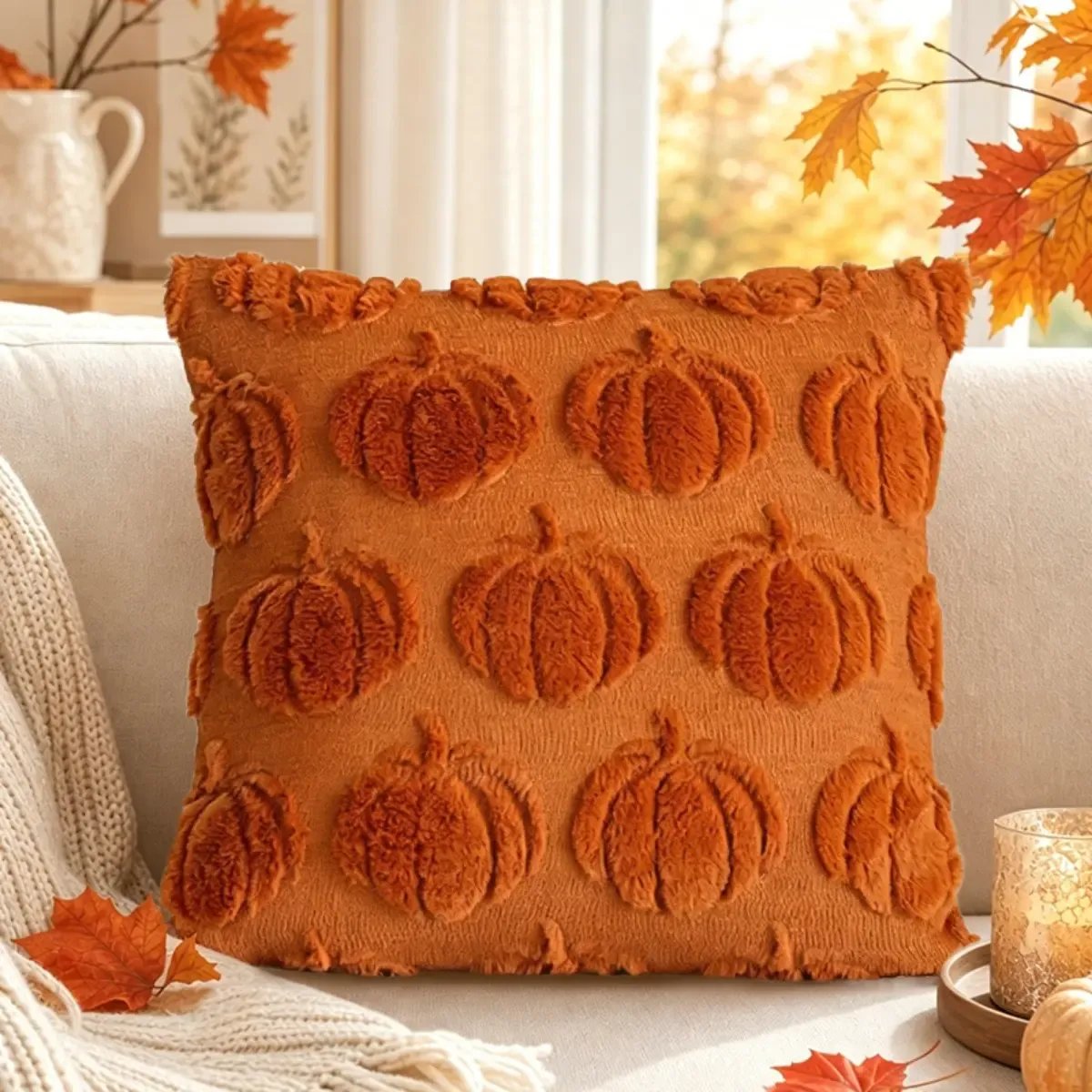 🎃3D Jacquard Pumpkin Pillow Covers – Instant Autumn Charm for Your Home! 🎃✨