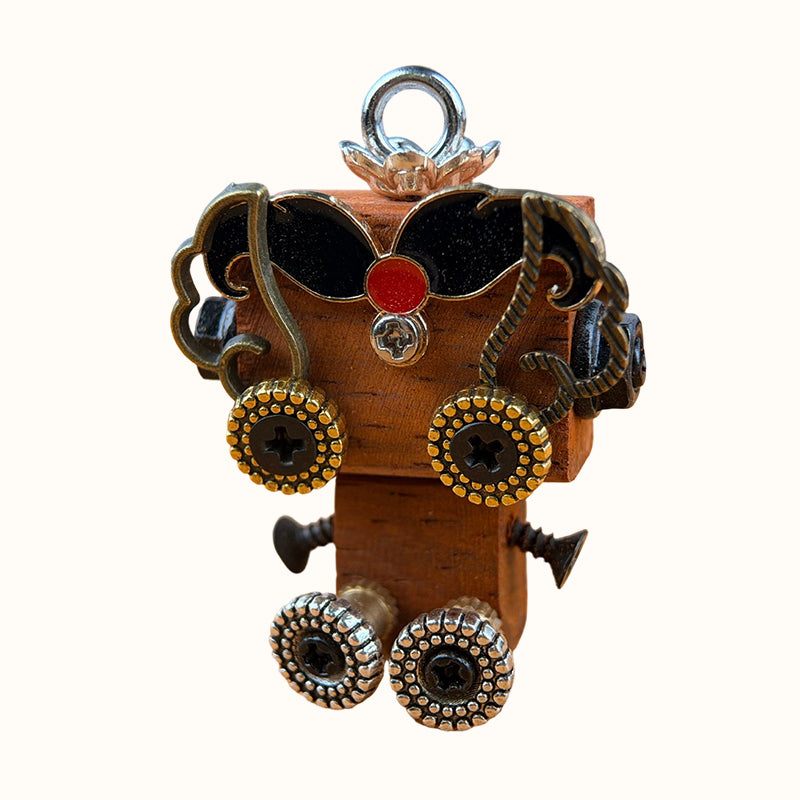 🤖 Handmade Original Cute Punk Robot Wooden Pendant